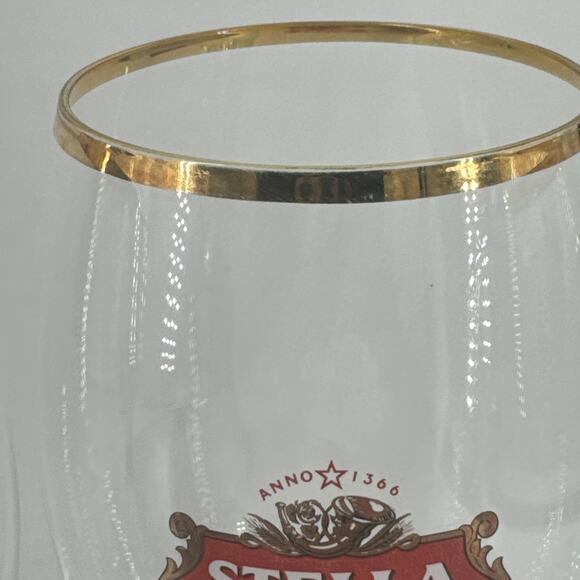 Set of 4 Stella Artois 40CL Gold Rimmed Beer Glasses Chalices Barware Lager Ale - Picture 10 of 16